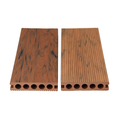 WPC 140mm Hollow Composite Decking Boards Groove Surface Art Color For Villa
