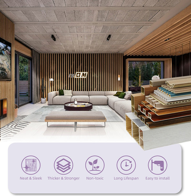 ISO9001 Innocuous Hollow Wood WPC Timber Tube 75x50mm Anti UV No Painting