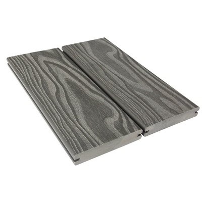 3D Wood Grain Recycled Solid Composite Decking No Splinter Blue Gray