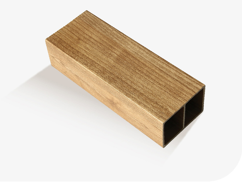 ISO9001 Innocuous Hollow Wood WPC Timber Tube 75x50mm Anti UV No Painting