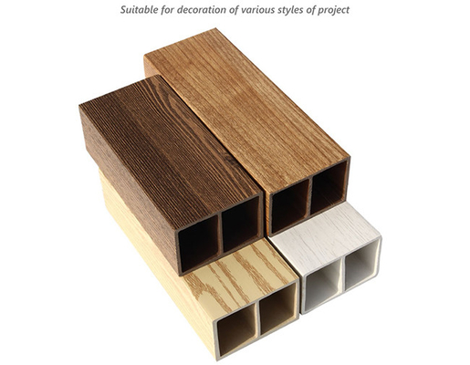 ISO9001 Innocuous Hollow Wood WPC Timber Tube 75x50mm Anti UV No Painting