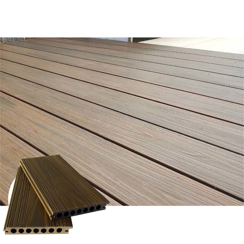 Teak Yard Wood Plastic Capped Composite Deck 157*22mm No Crack Decking